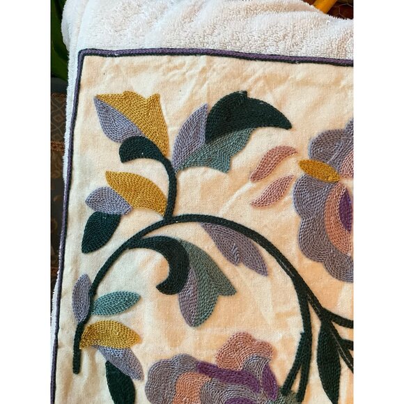 READ/SEE Floral Embroidered Tapestry Cushion  17’”x17” Cover - Picture 4 of 7